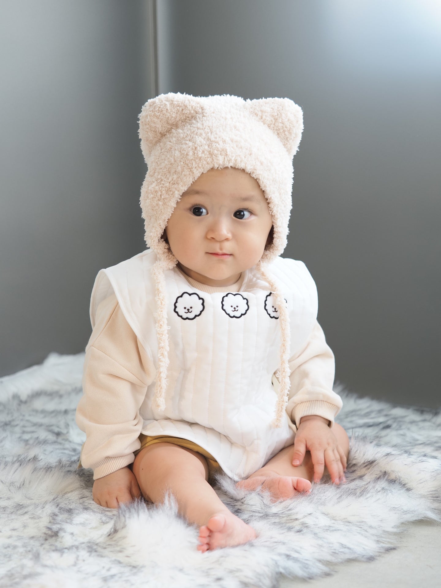 【KOHANA MADE06】organic cotton vest/bichon frise -made in Japan-