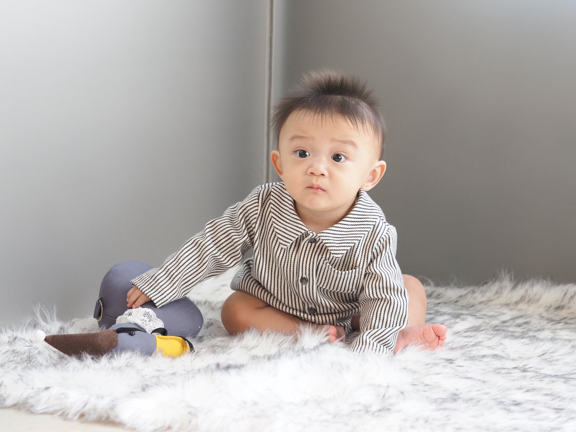 【KOHANA MADE05】organic denim shirt rompers/stripe -made in Japan-