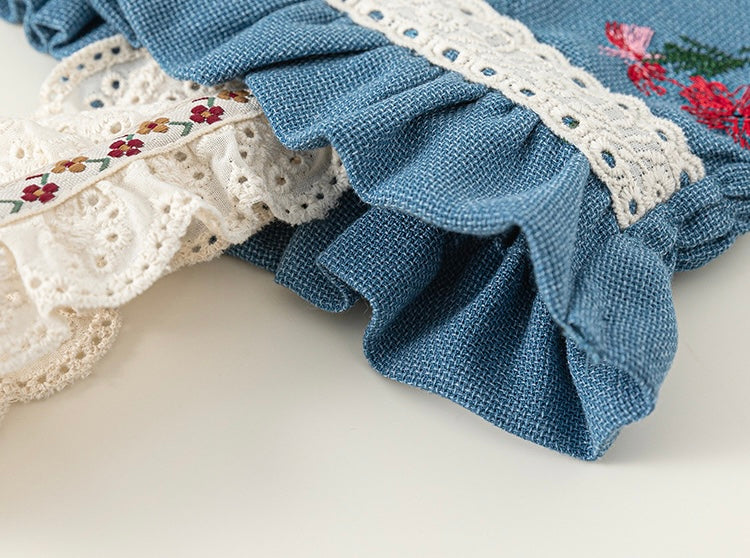 花柄刺繍レースセットアップ(シュシュ付き)【K260】