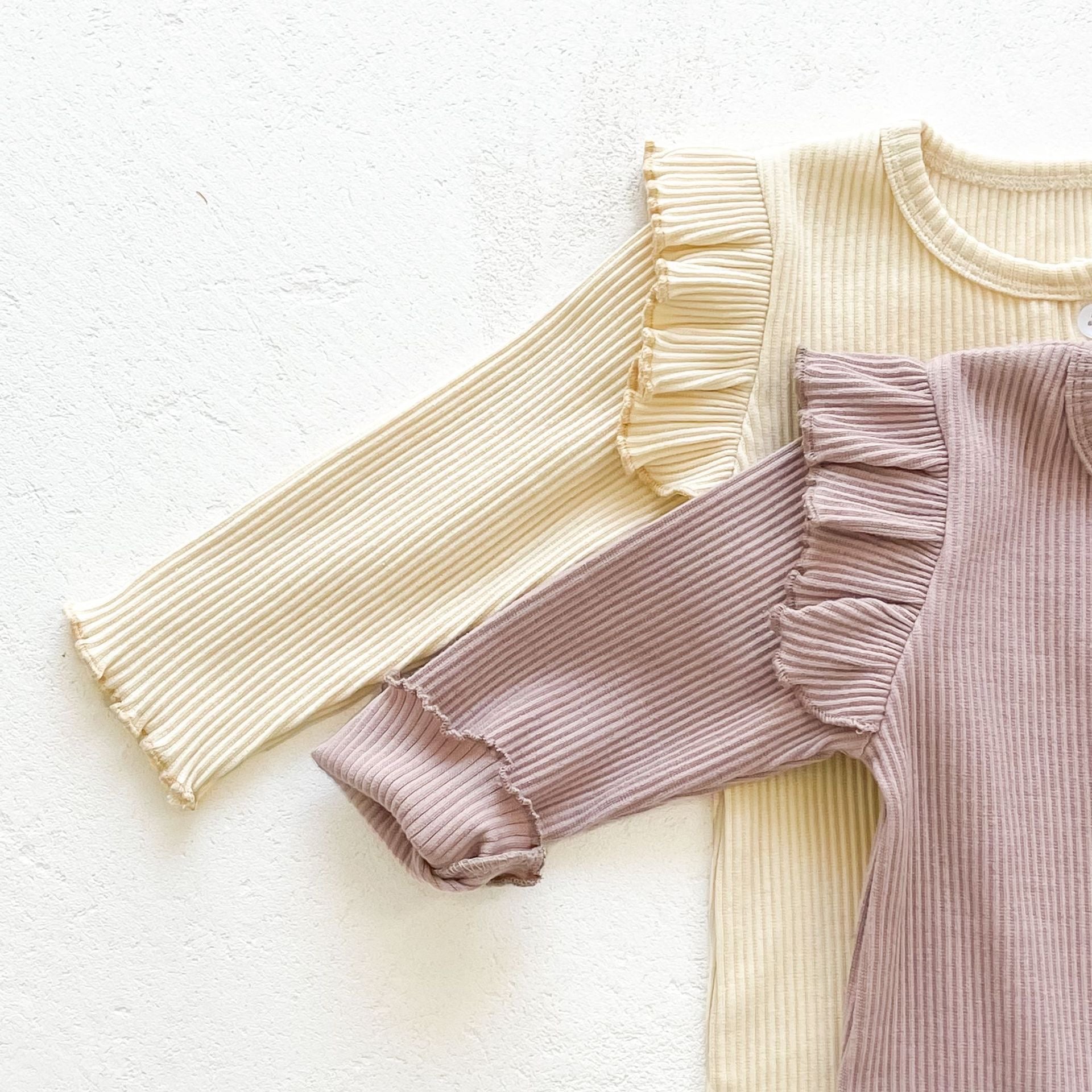 (予約商品)フリルショルダーリブロンパース(帽子付き) 【N3290】