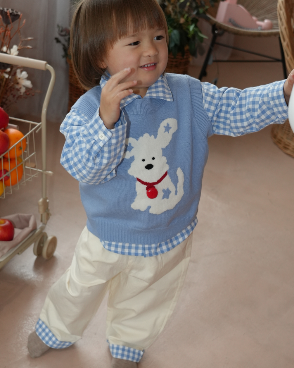 Dog Blue Knit Vest【K288】