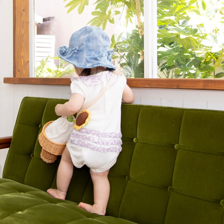 チェックフリルロンパース【110064】