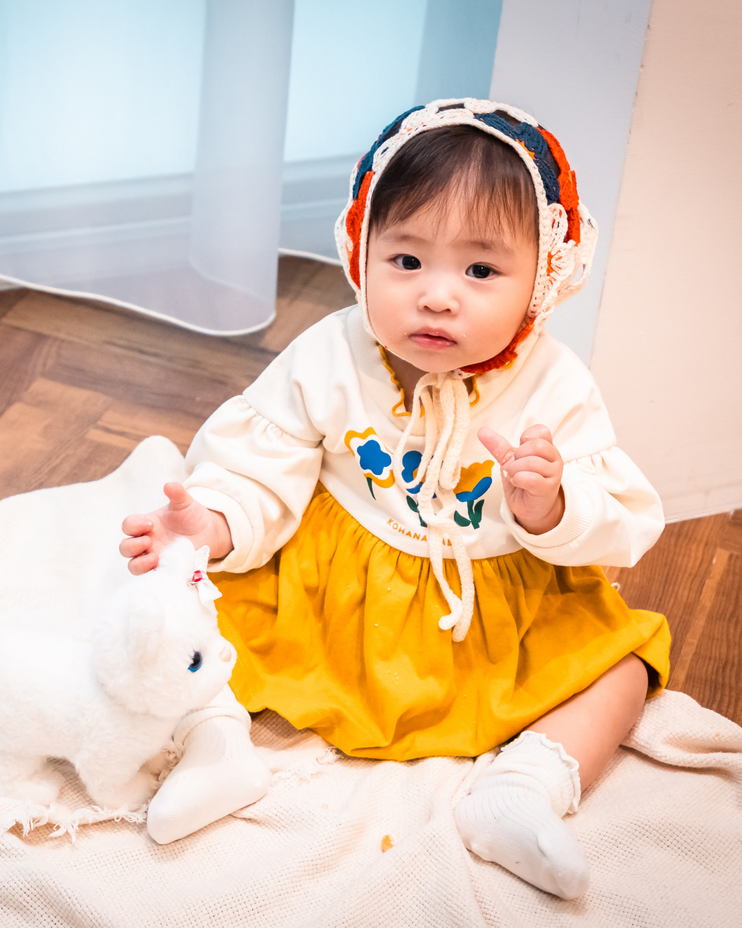 (予約商品)お花のスカート付きロンパース【110079】(Mustard)