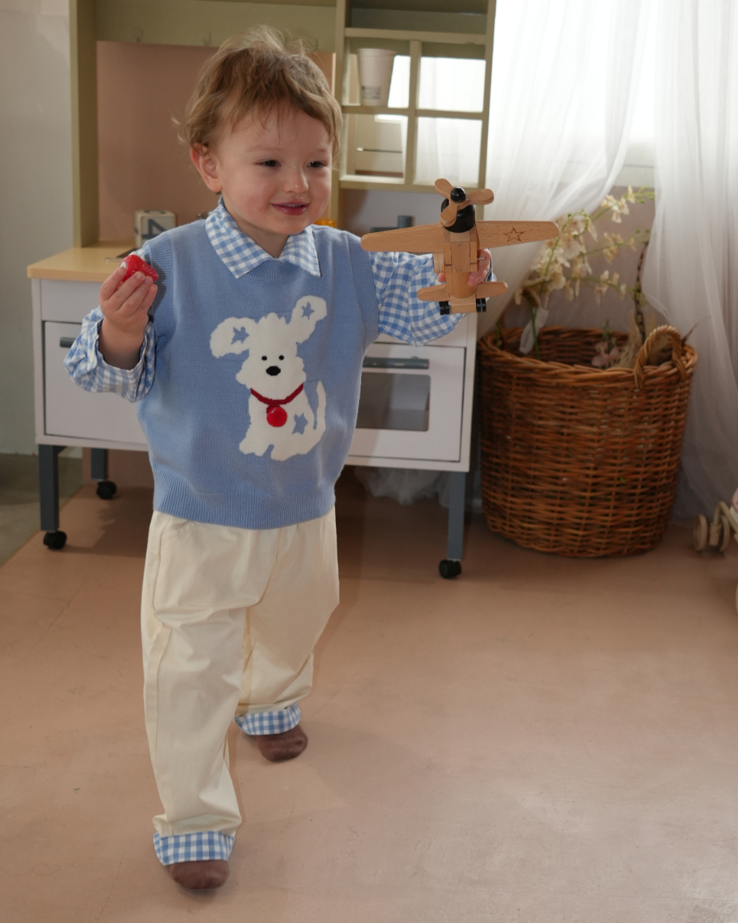 Dog Blue Knit Vest【K288】