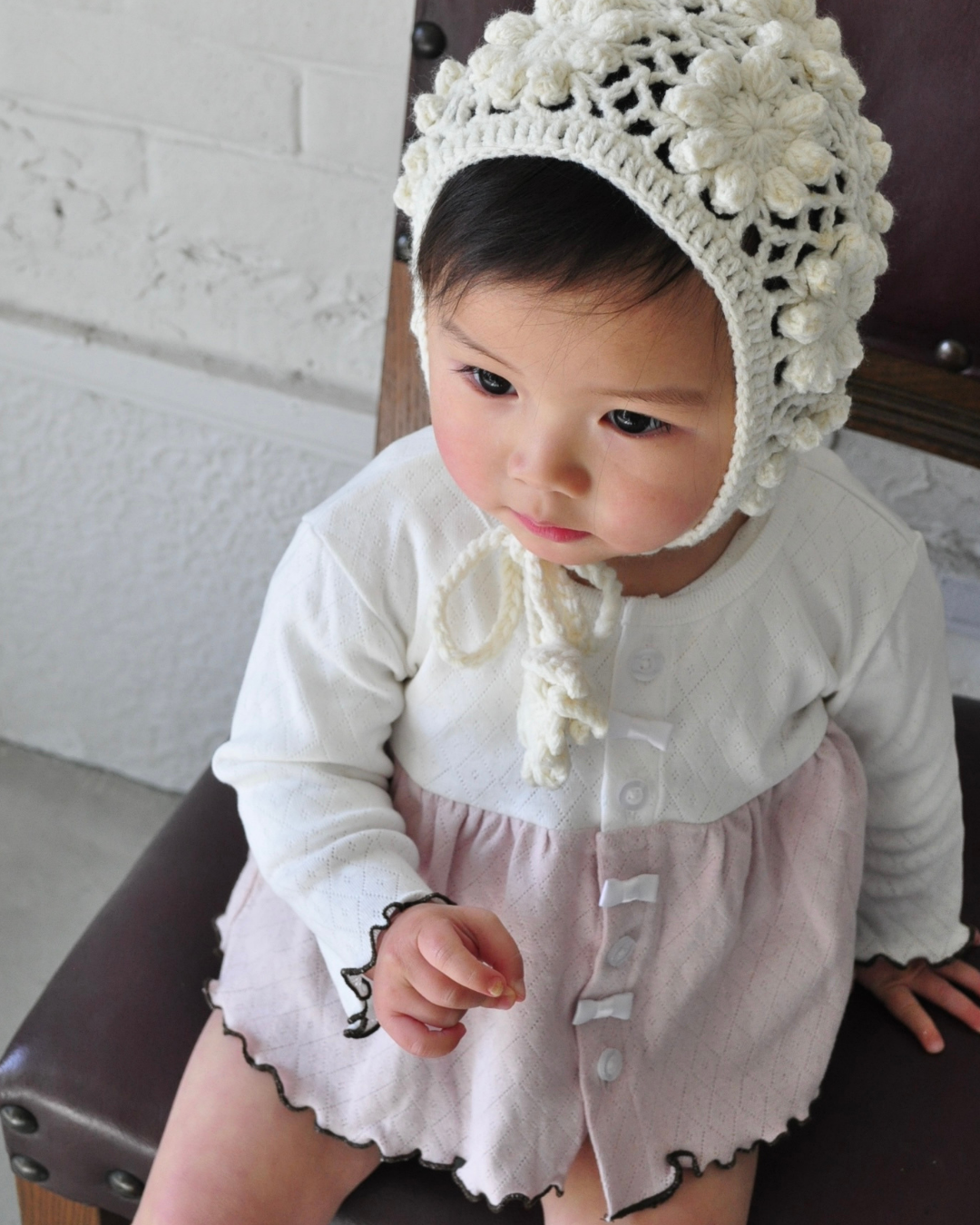 Eyelet Bicolor Cardigan【110130】 (pink)