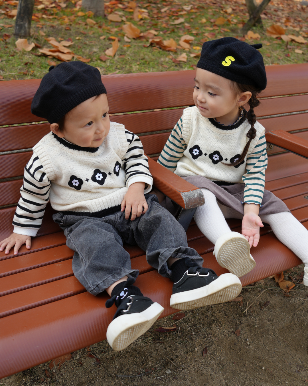 Monochrome Vintage Tile Knit Vest【150001】