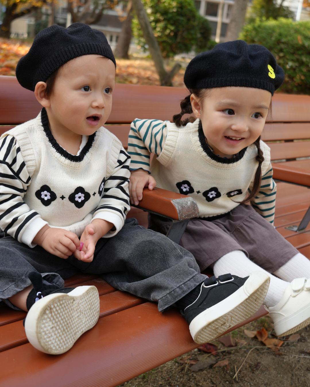 Monochrome Vintage Tile Knit Vest【150001】