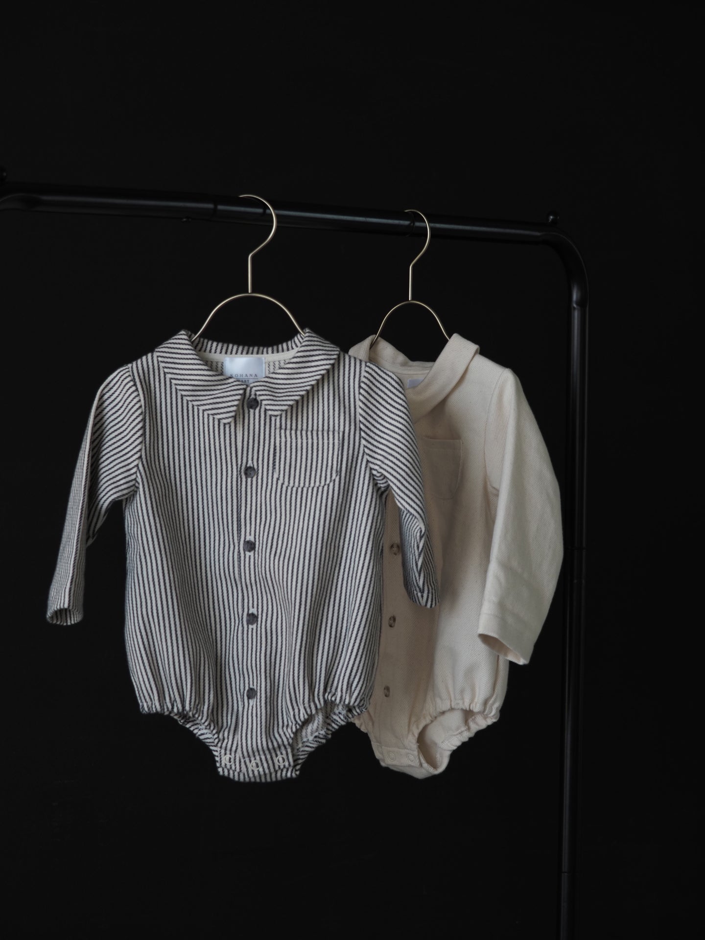 【KOHANA MADE05】organic denim shirt rompers/stripe -made in Japan-