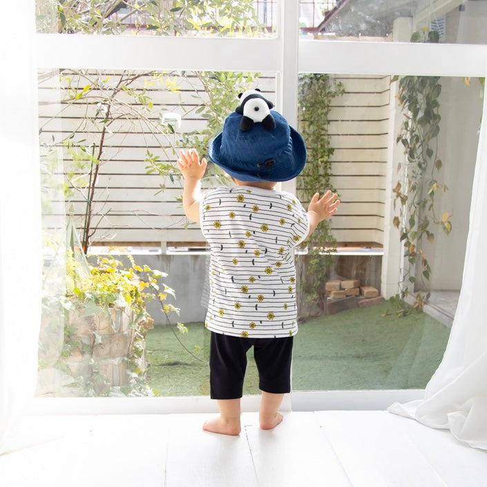 ひまわりボーダーツーピース(ノースリーブトップス)【110073】