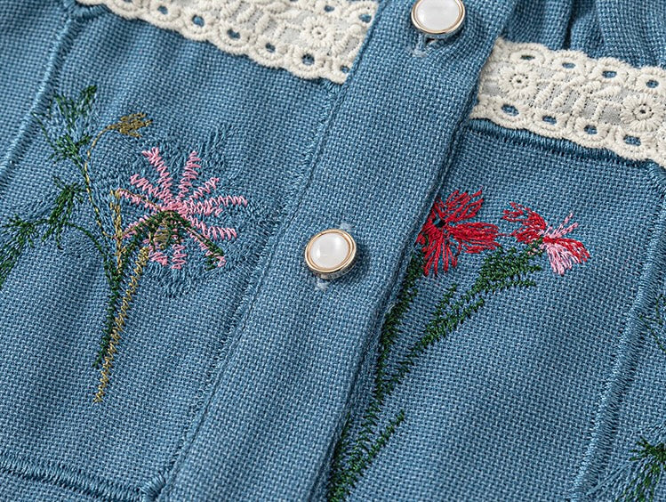 花柄刺繍レースセットアップ(シュシュ付き)【K260】
