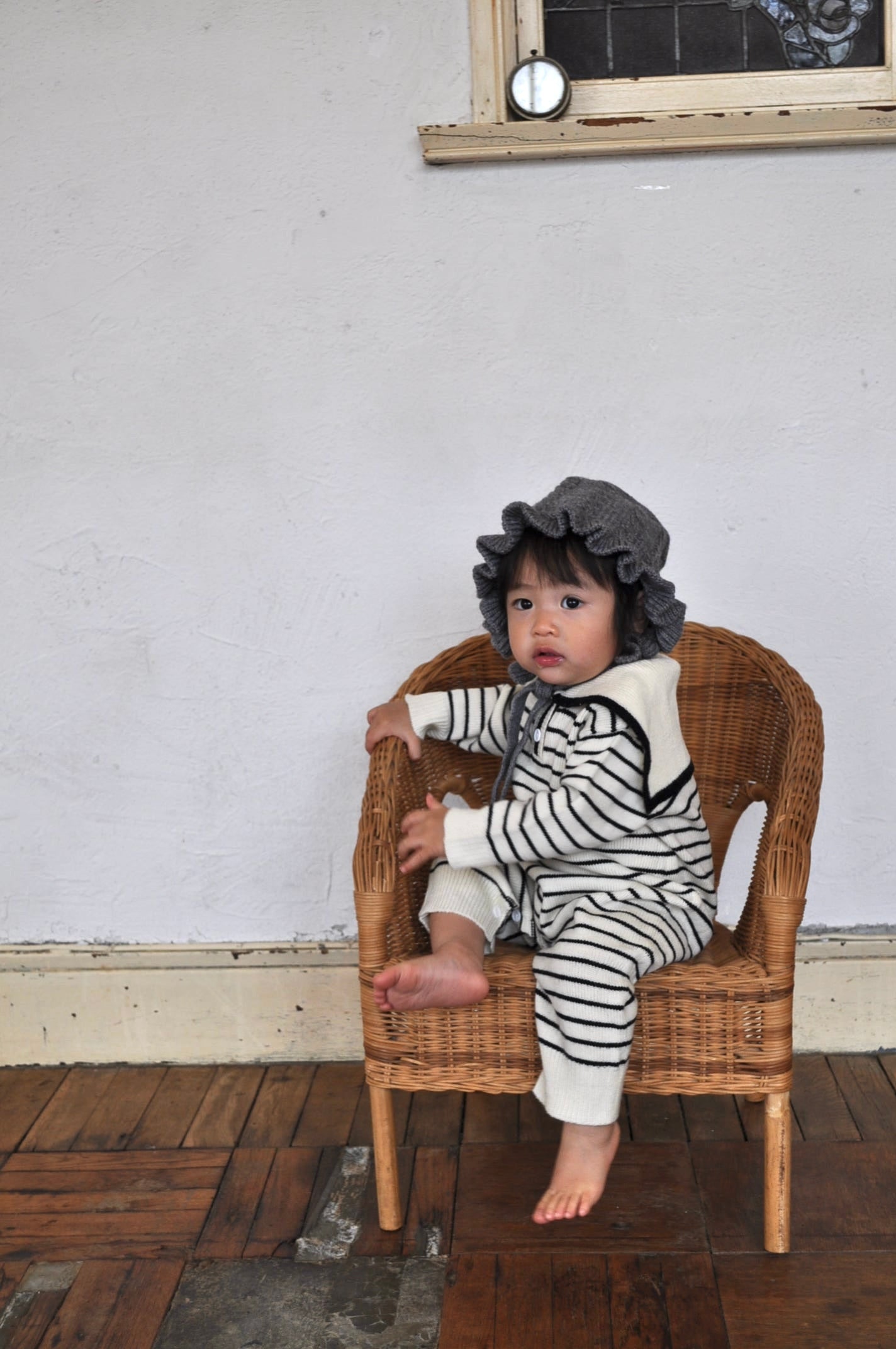 Sailor Collar Knit Cover All(border)