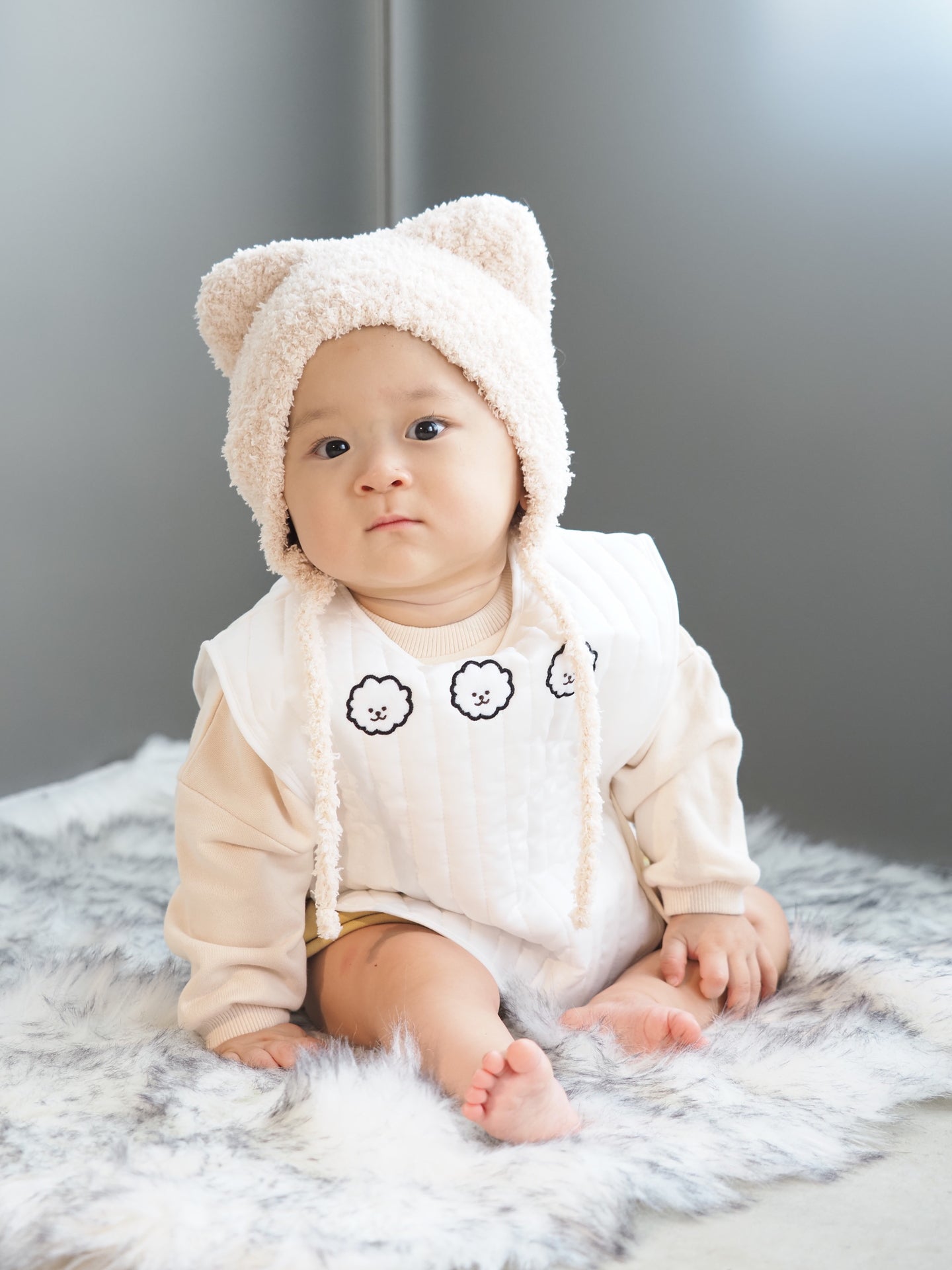 【KOHANA MADE06】organic cotton vest/bichon frise -made in Japan-