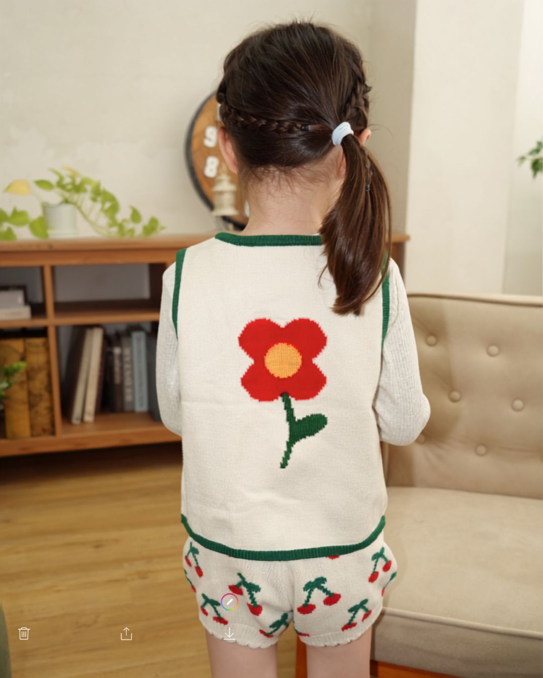Flower Ribbon Knit Vest【110362】