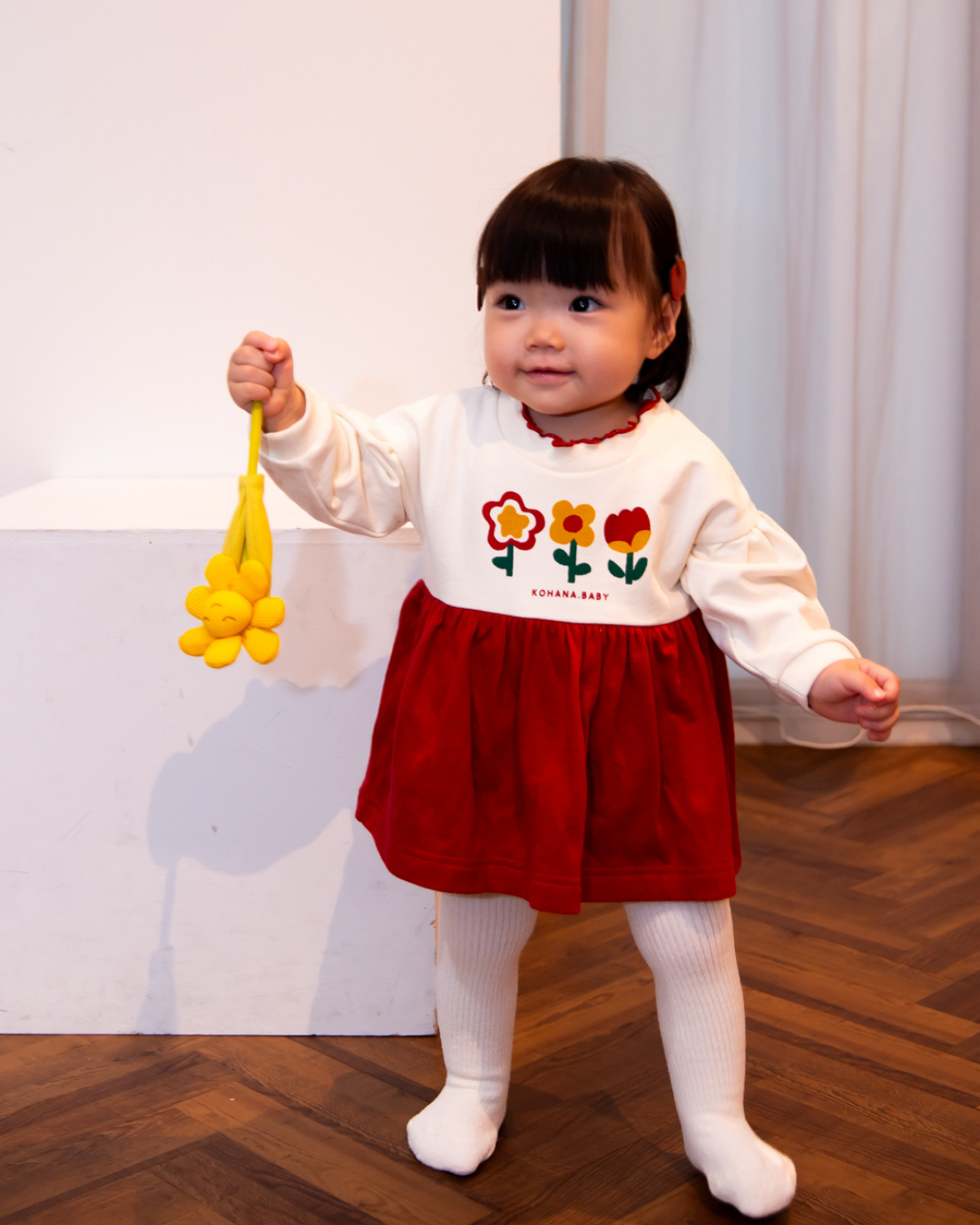 お花のスカート付きロンパース【110079】(Red)