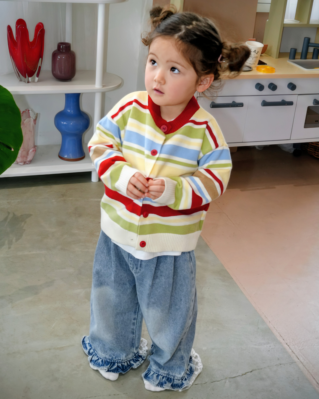 Multi Stripe Knit Cardigan【K284】