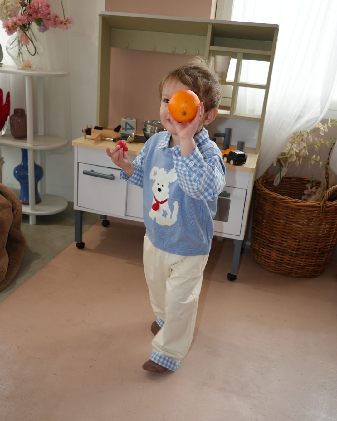 Dog Blue Knit Vest【K288】