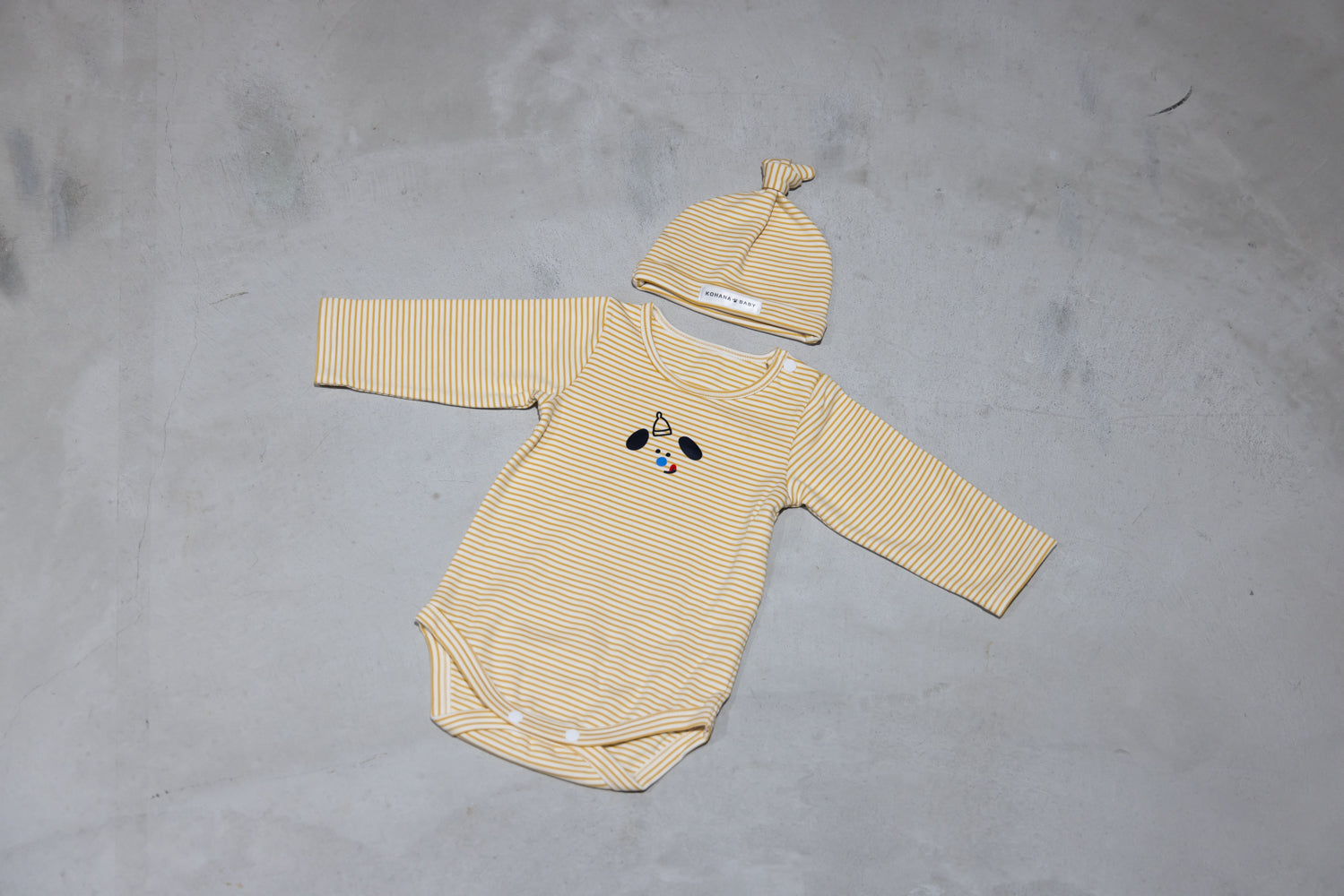 わんわんロンパース+ビーニーSET【110088】(Mustard)