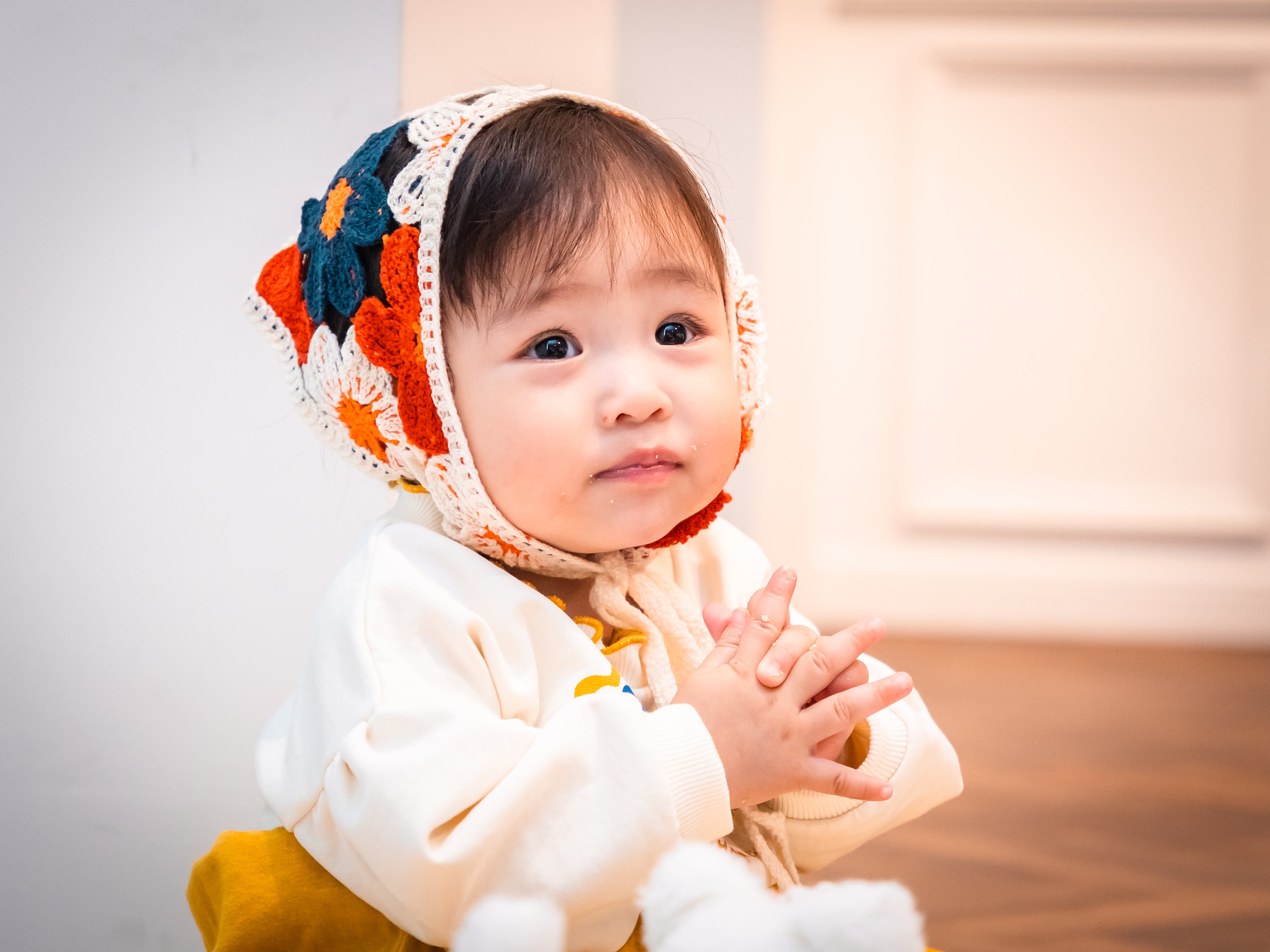(予約商品)お花のスカート付きロンパース【110079】(Mustard)