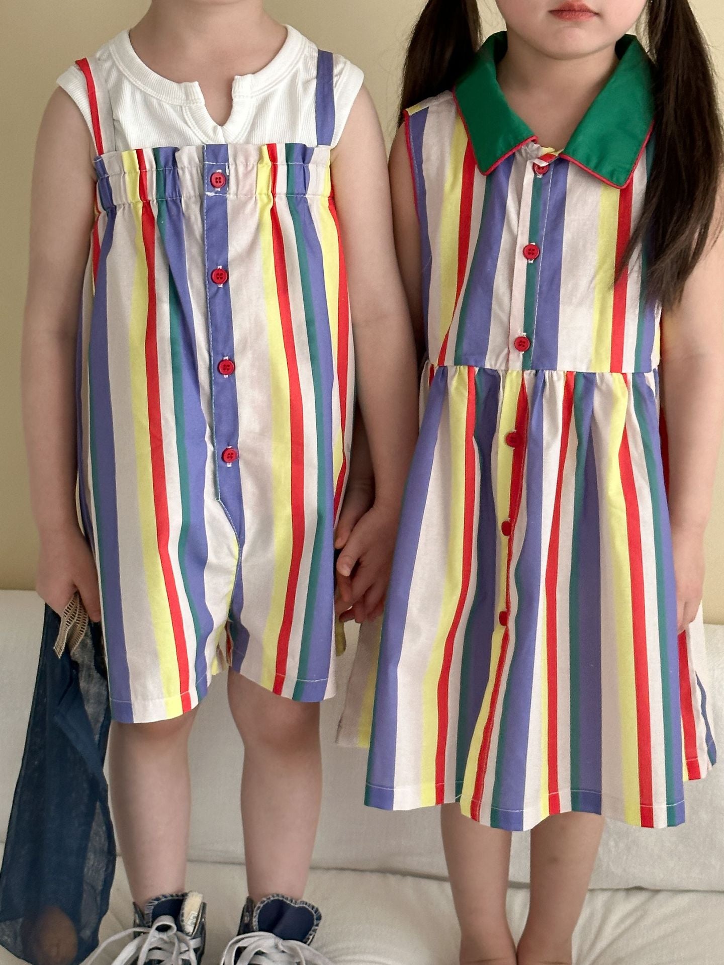 カラフルストライプサロペット/ワンピース【K252】