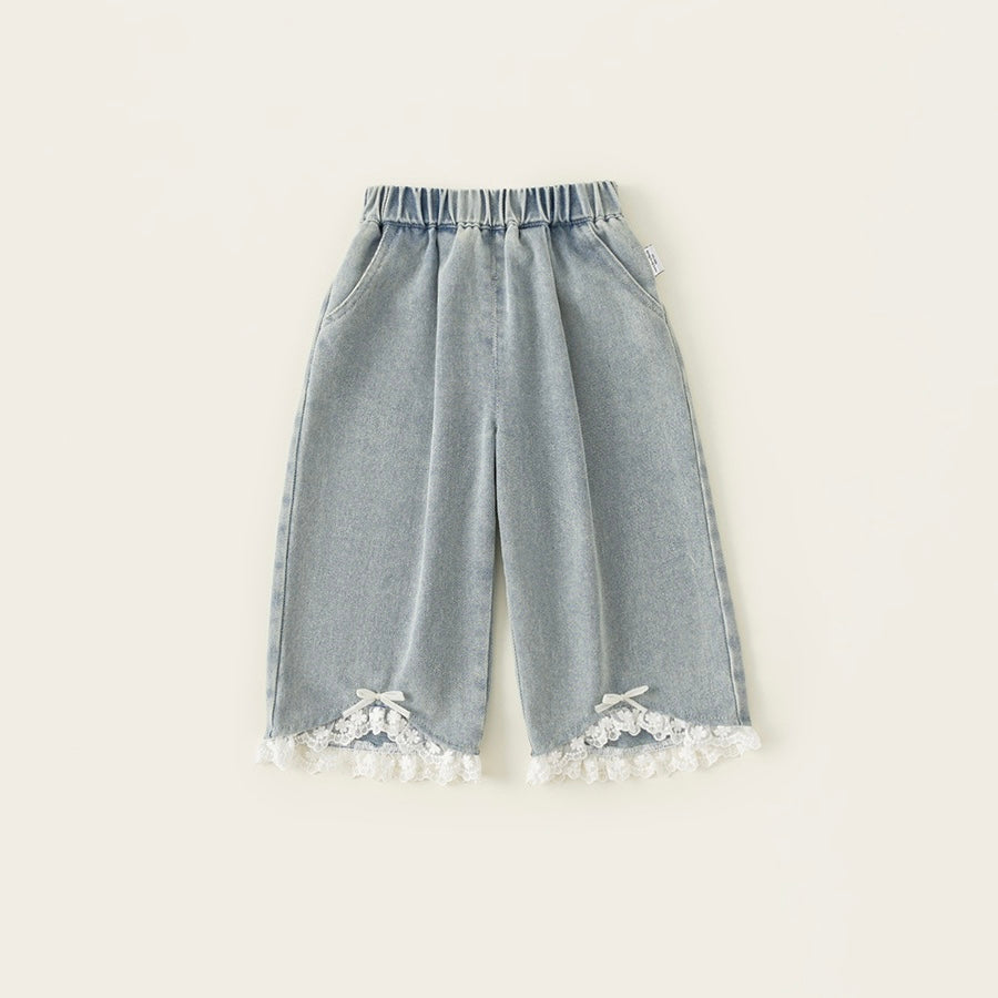 (予約商品)レースデザインデニムパンツ【K245】