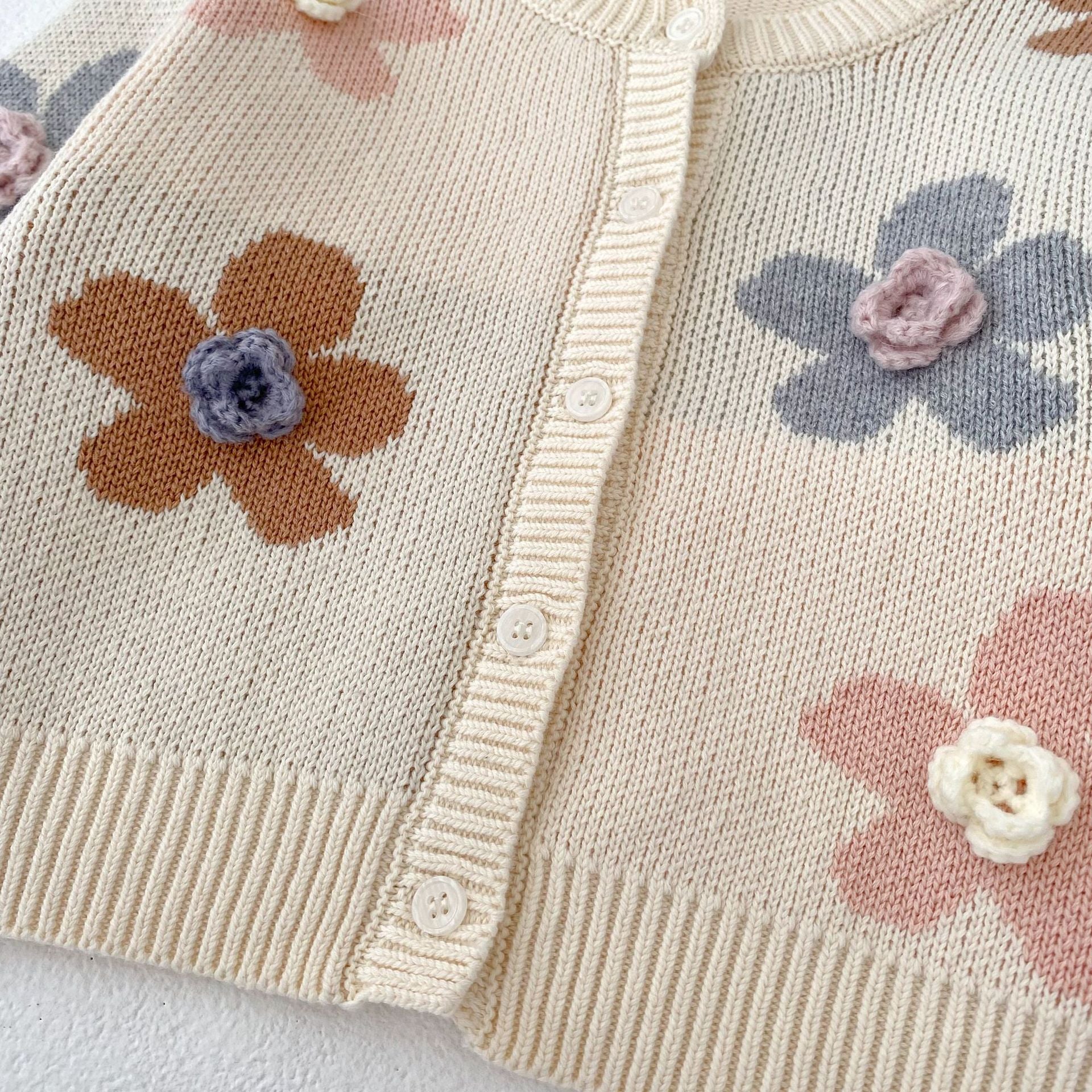 (予約商品)フラワーニットカーディガン【N3475】