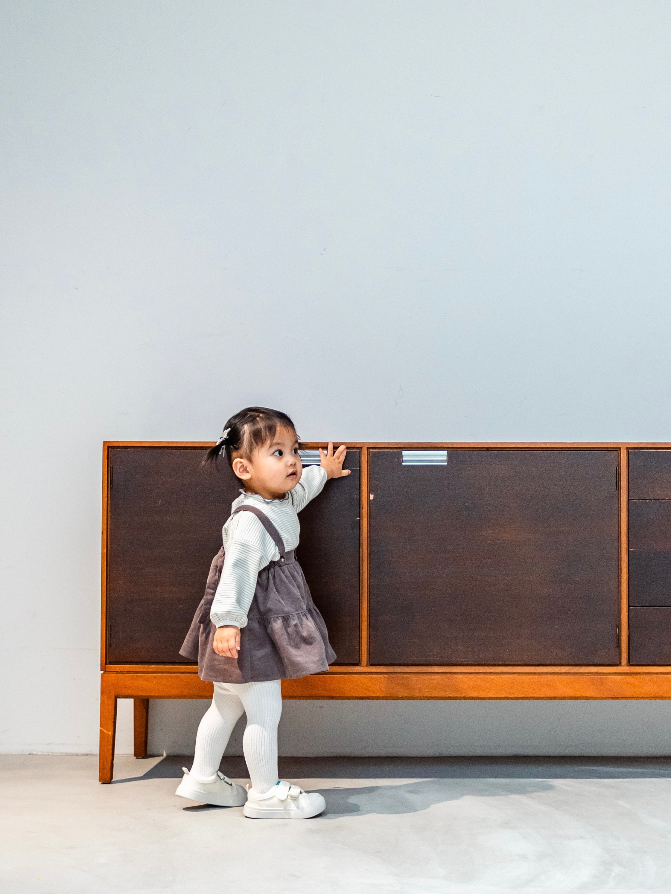 サスペンダー付きシャツコールスカート【110094】(Gray)