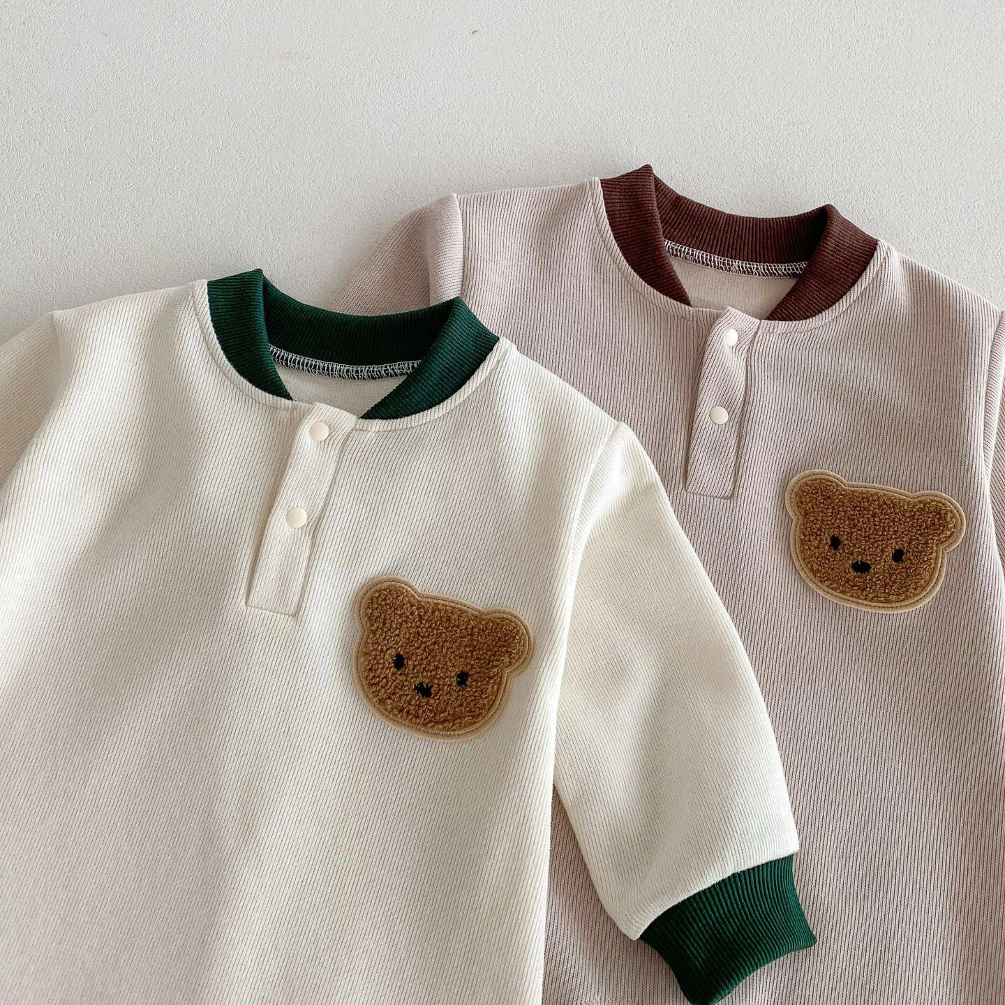 (予約商品)くまさんバイカラーロンパース【N3406】
