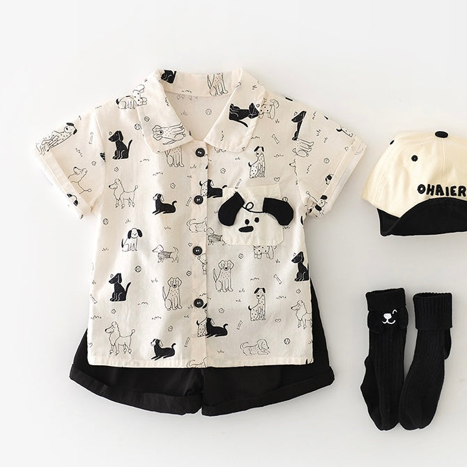 わんわんシャツセットアップ【N3487】