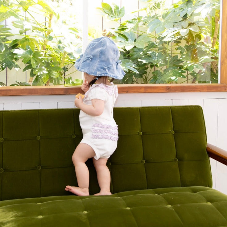 チェックフリルロンパース【110064】