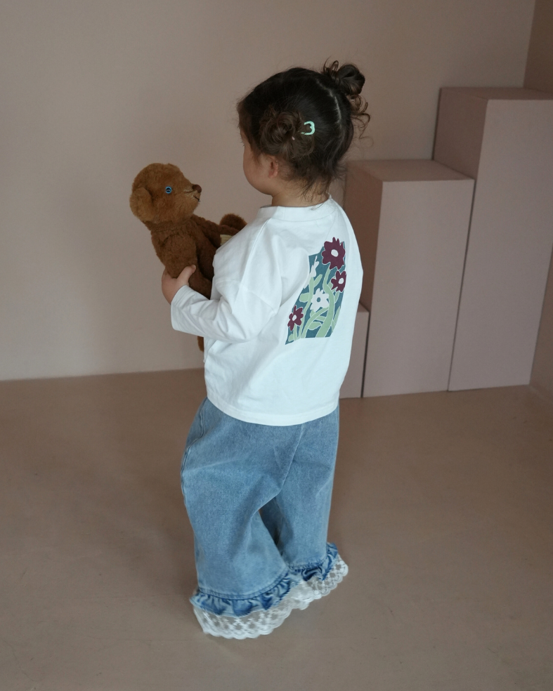 Floral Design 3/4 Sleeve T-Shirt (kodomo) 【110138】