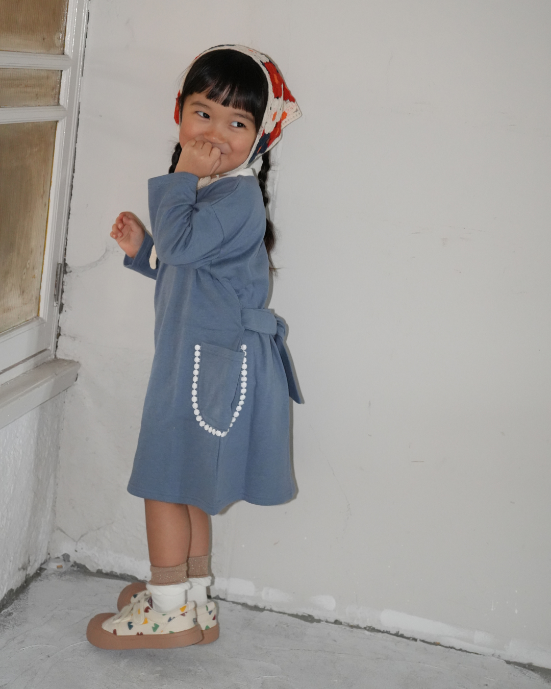 Botanical Embroidered T-Shirt One piece【110125】(blue)