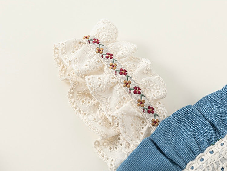 花柄刺繍レースセットアップ(シュシュ付き)【K260】