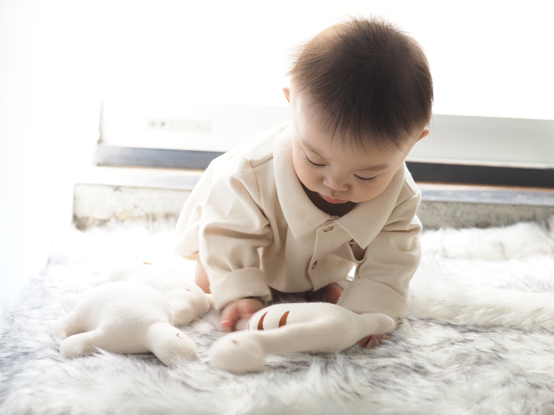 【KOHANA MADE04】organic denim shirt rompers/white -made in Japan-