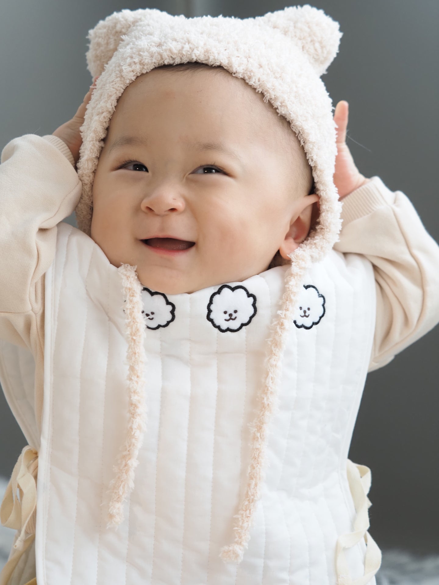 【KOHANA MADE06】organic cotton vest/bichon frise -made in Japan-