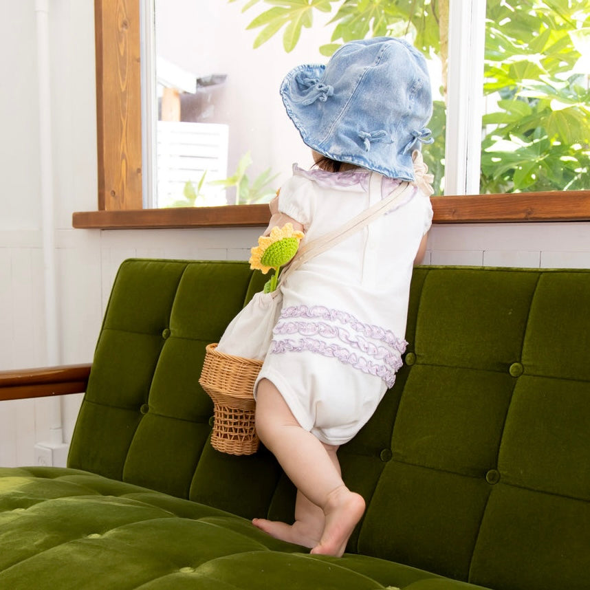 チェックフリルロンパース【110064】