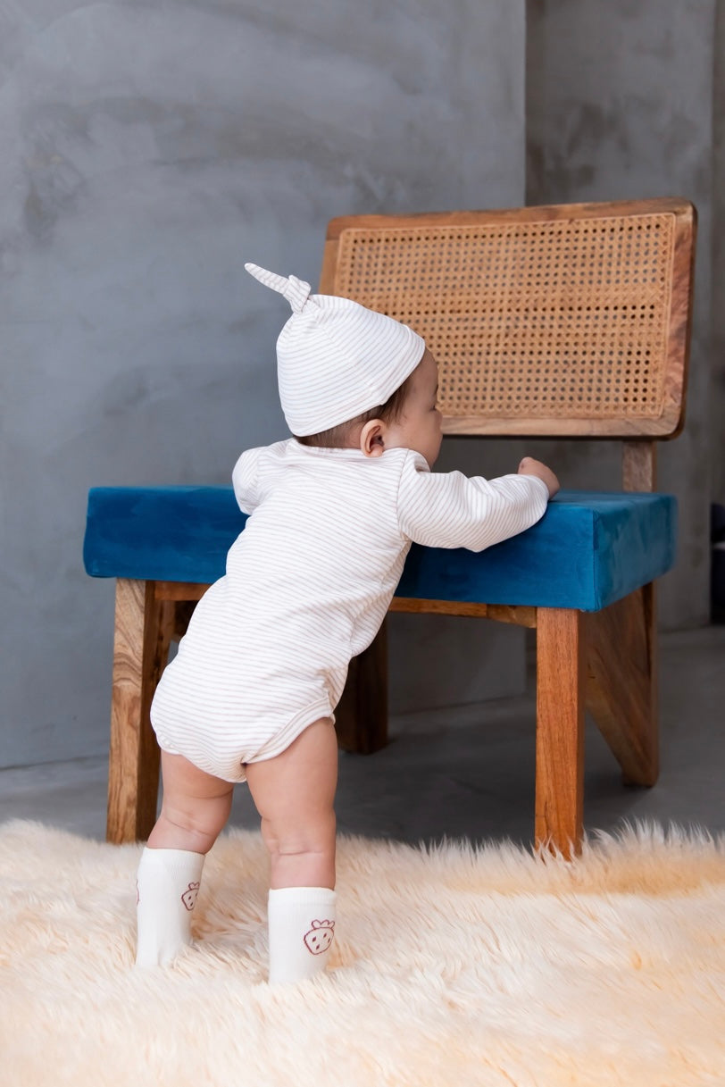 わんわんロンパース+ビーニーSET【110088】(Brown)