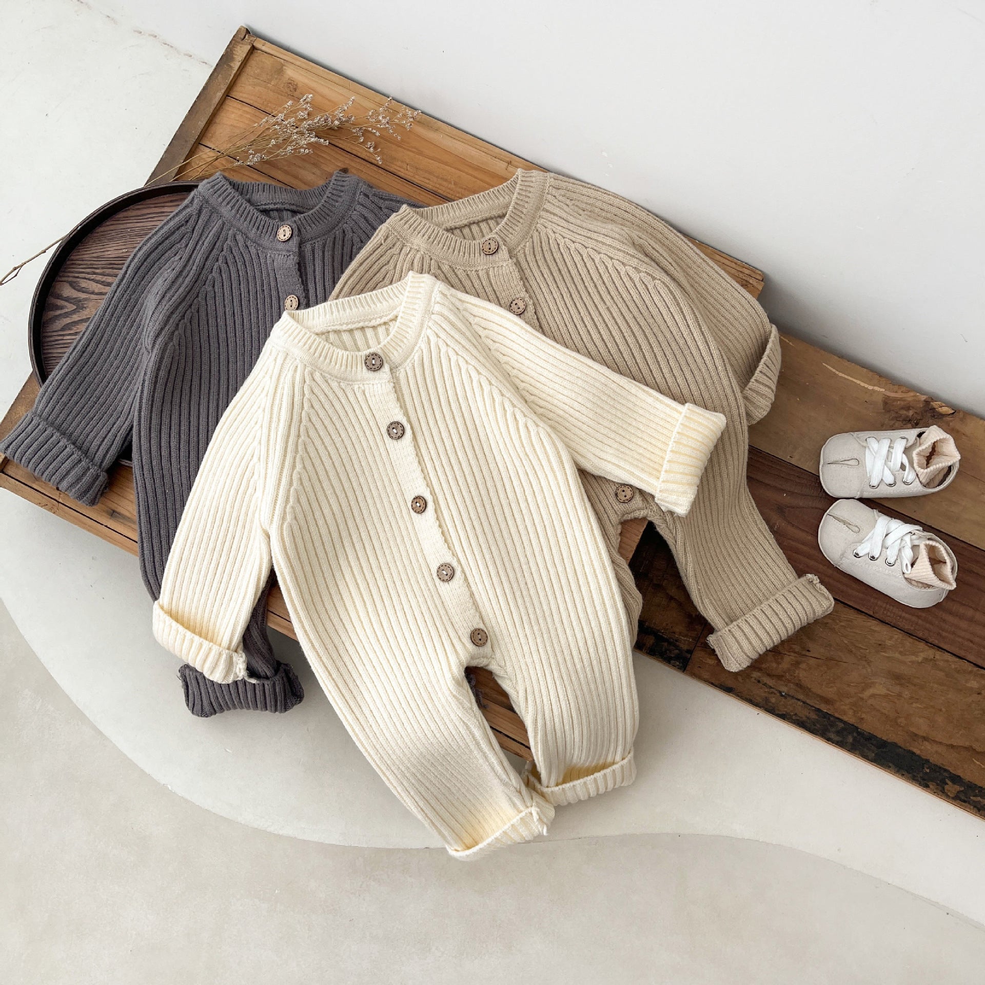 (予約商品)リブニットロンパース(monotone) 【N3214】