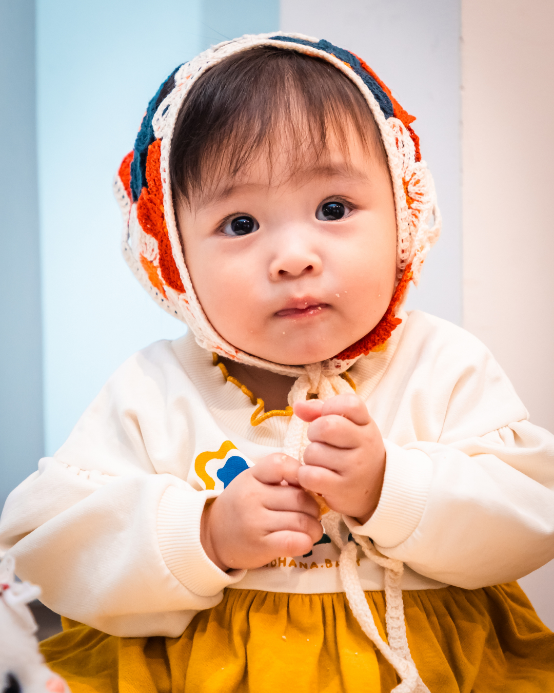 (予約商品)お花のスカート付きロンパース【110079】(Mustard)