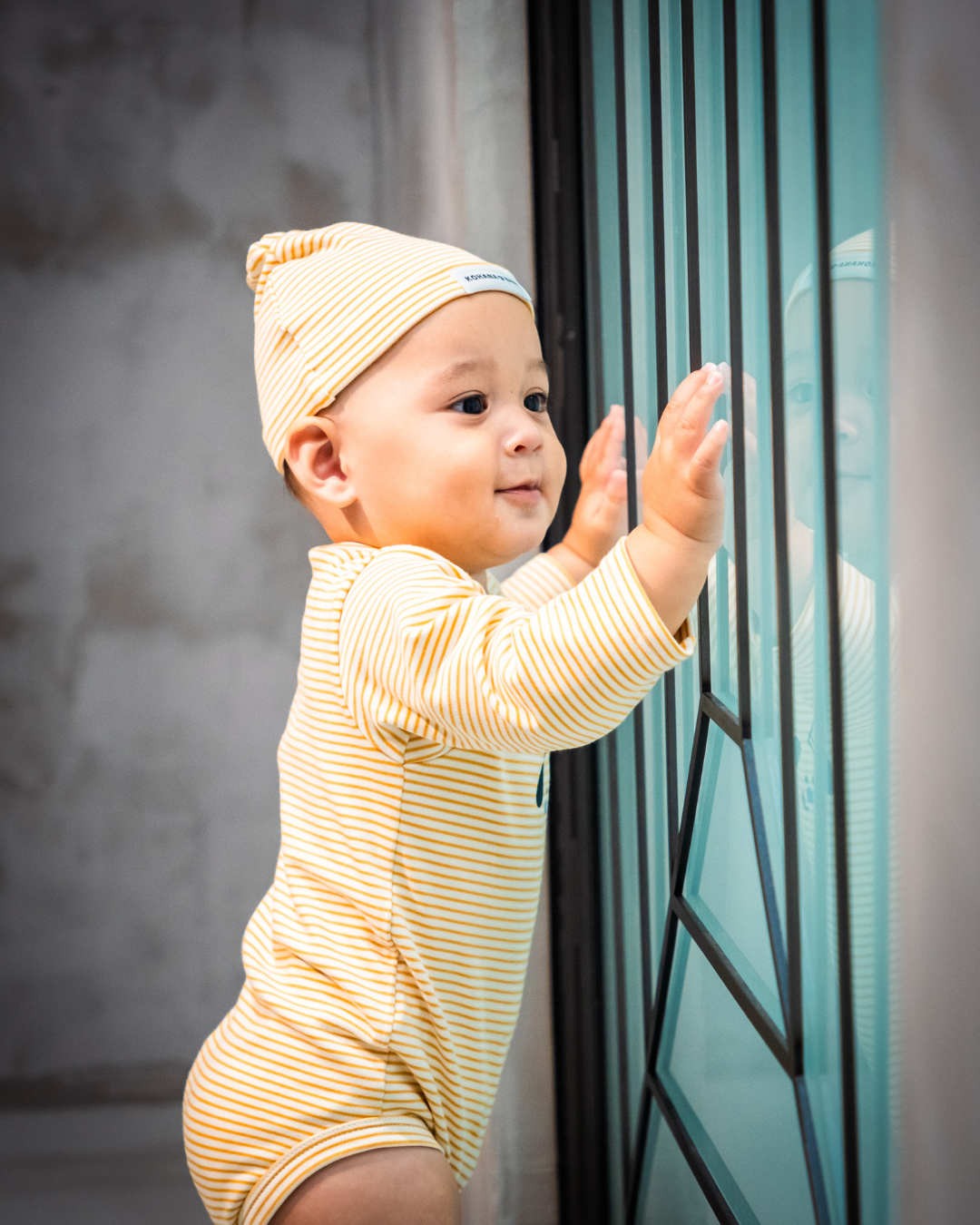 わんわんロンパース+ビーニーSET【110088】(Mustard)