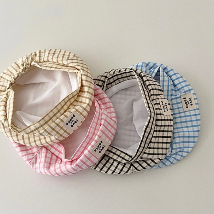 ギンガムチェックベレー帽【A288】