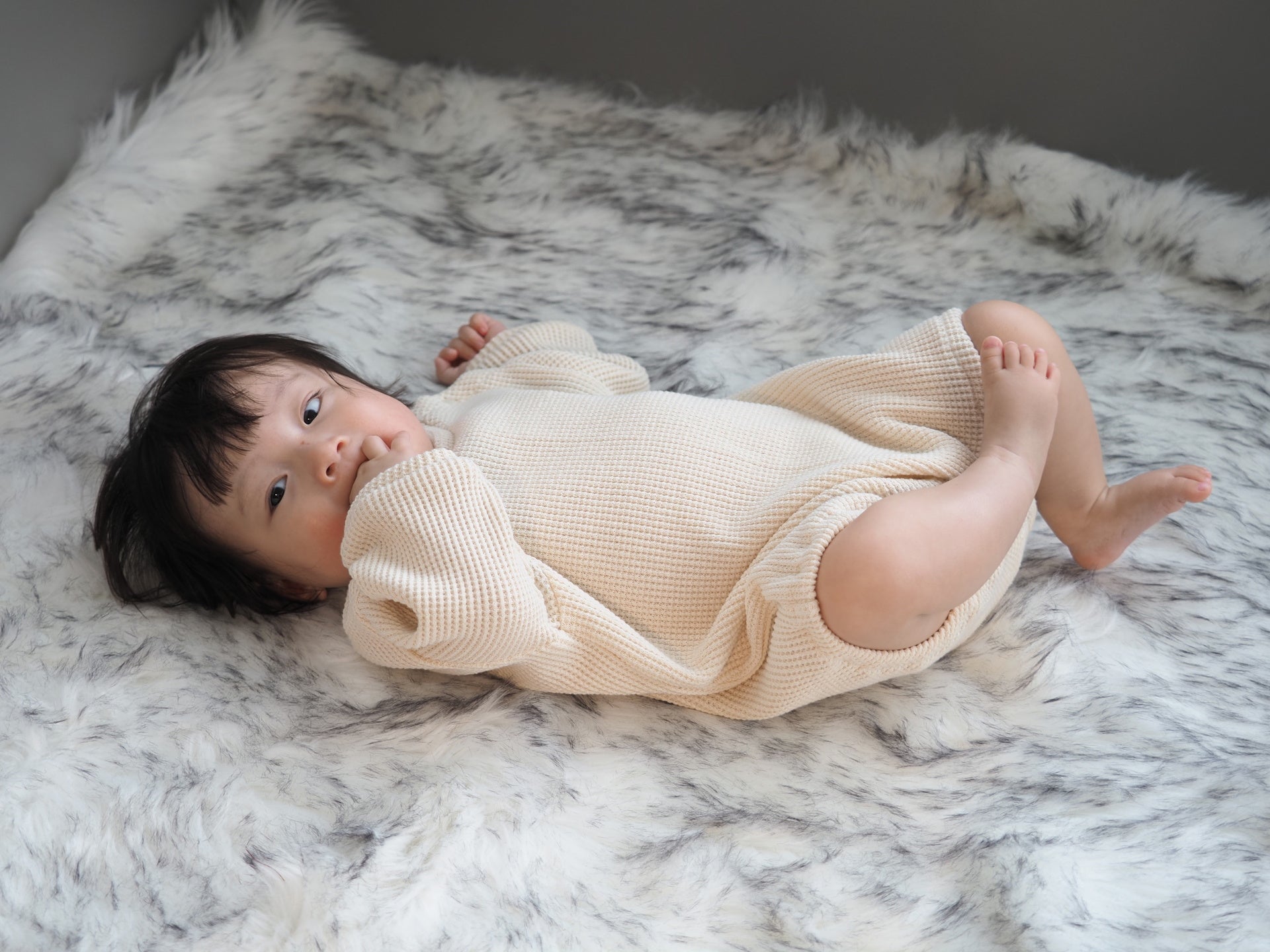 【KOHANA MADE01】waffle rompers -made in Japan-