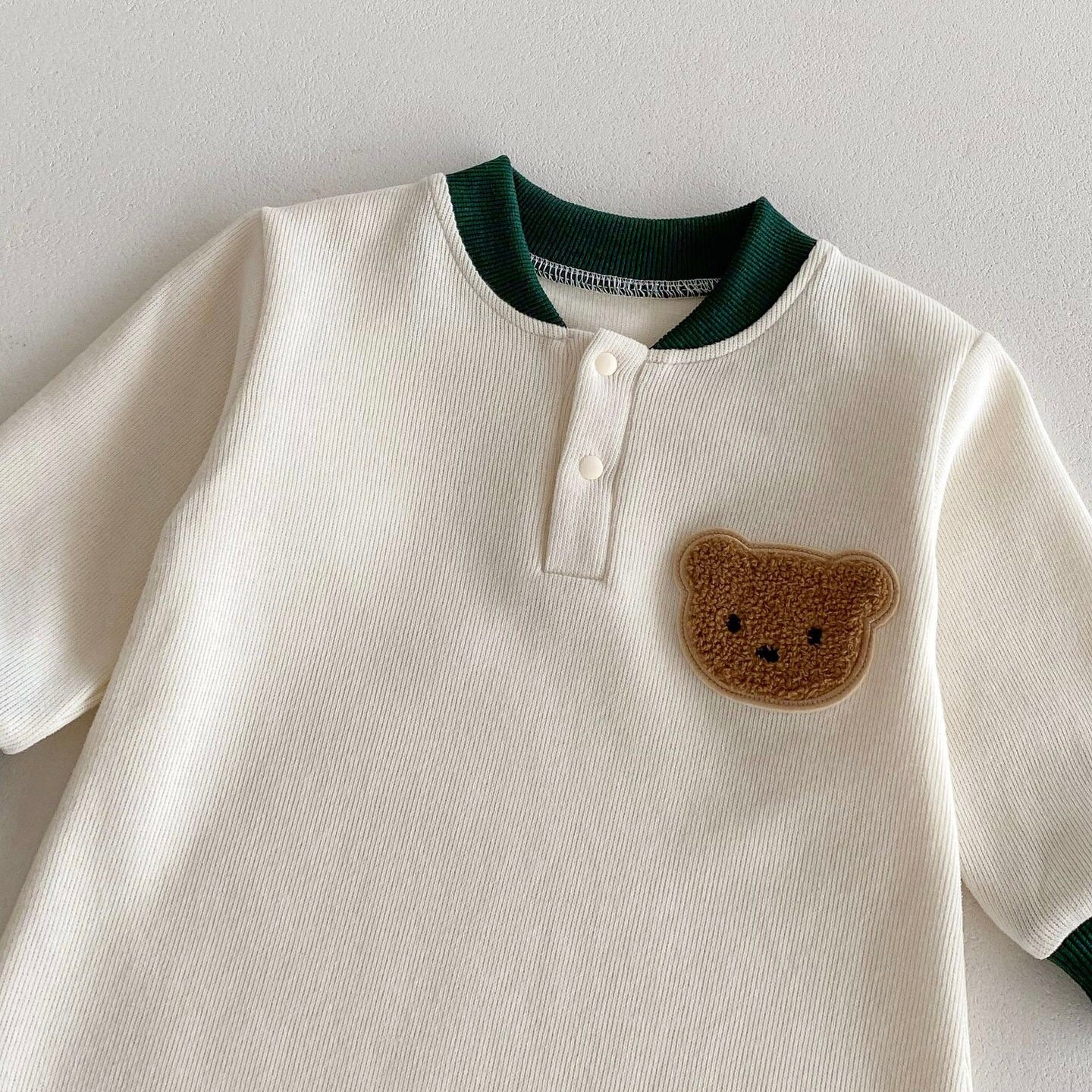 (予約商品)くまさんバイカラーロンパース【N3406】