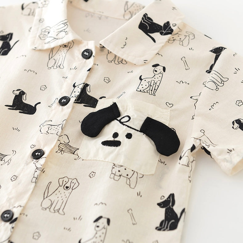 わんわんシャツセットアップ【N3487】