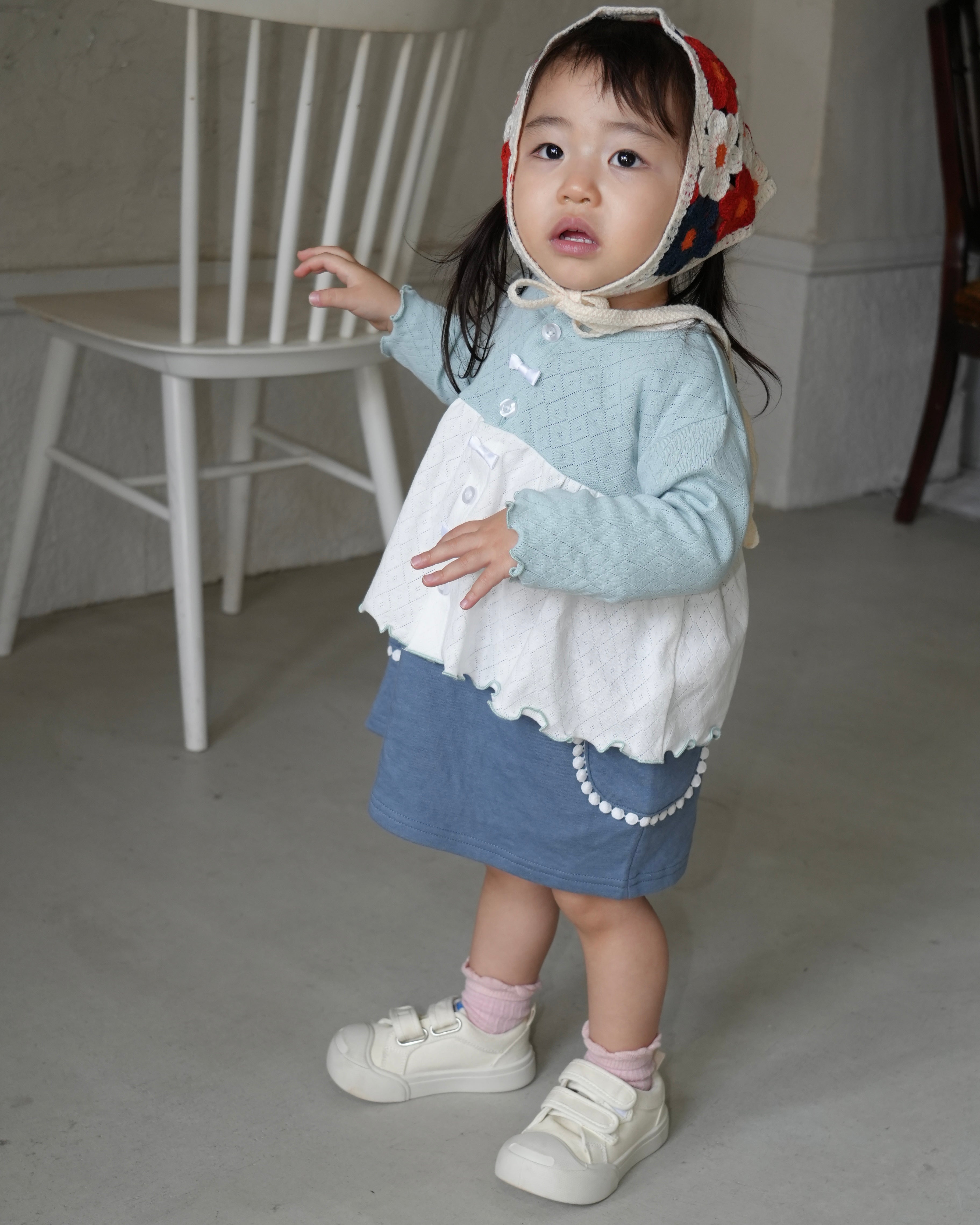 Eyelet Bicolor Cardigan【110130】 (green)