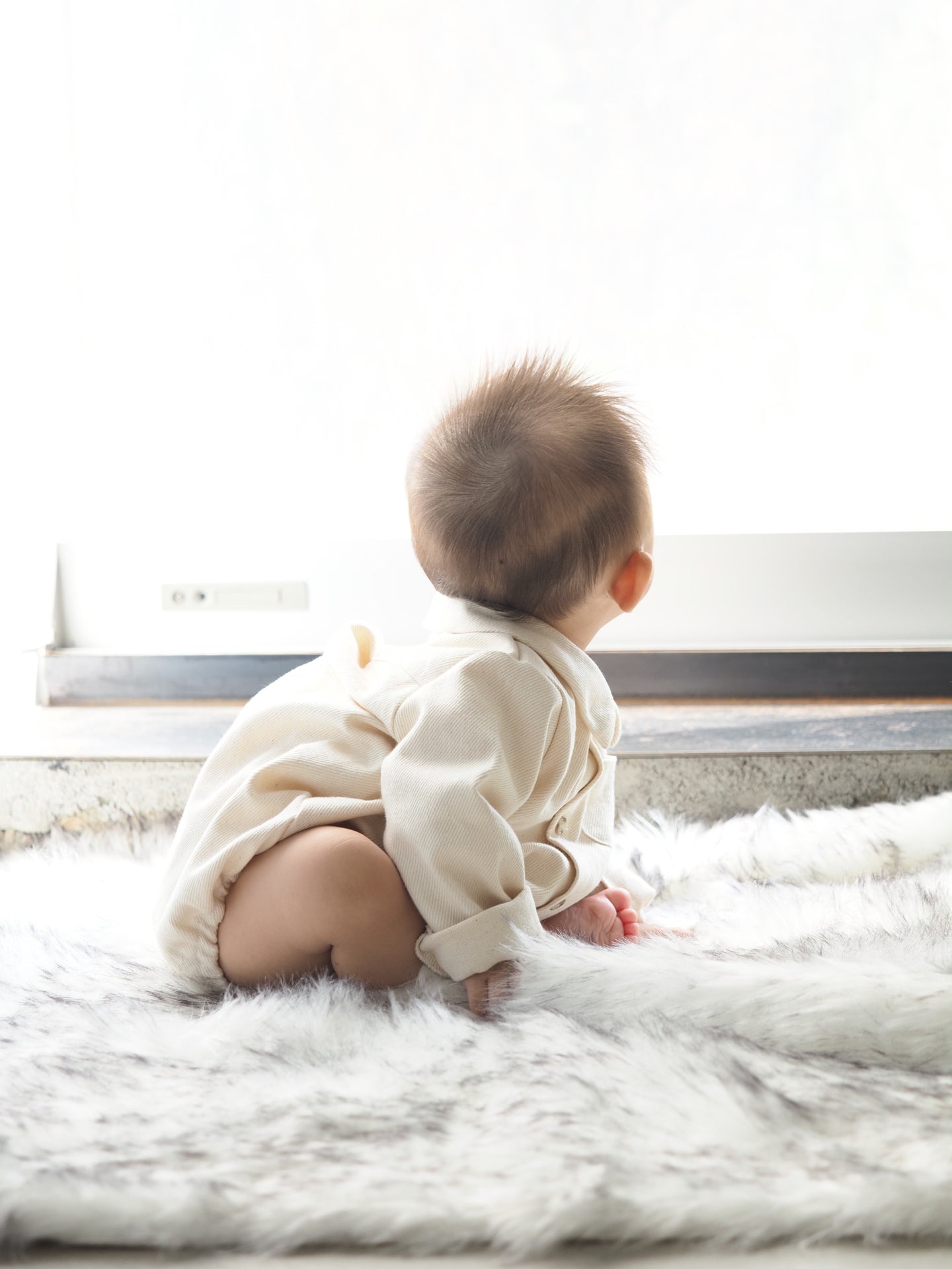 【KOHANA MADE04】organic denim shirt rompers/white -made in Japan-