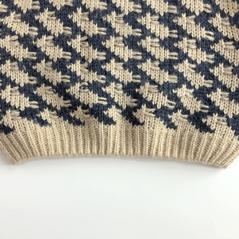 (予約商品)千鳥柄ニットプルオーバー【K183】