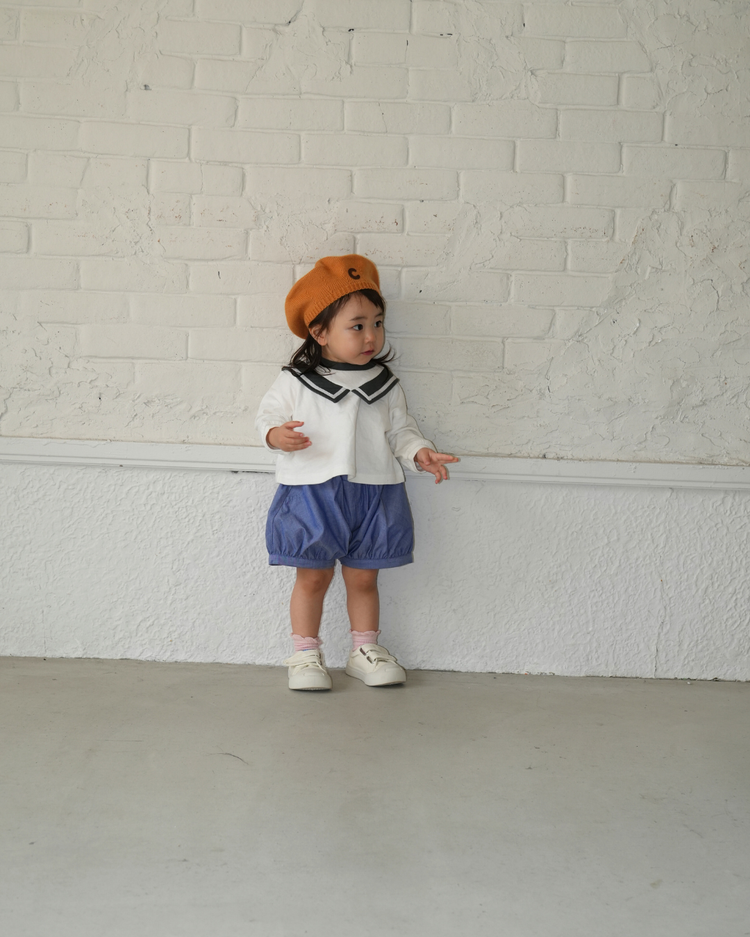 Sailor Collar Volume Sleeve Top【110124】(white)