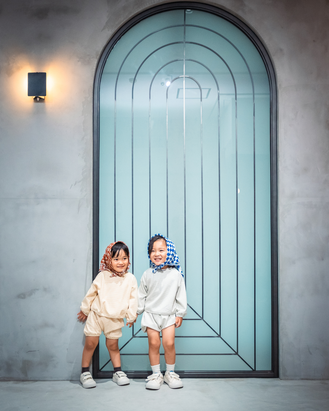 ストレッチボーダーモックネックTシャツ+パンツSET【110089】(Mustard)