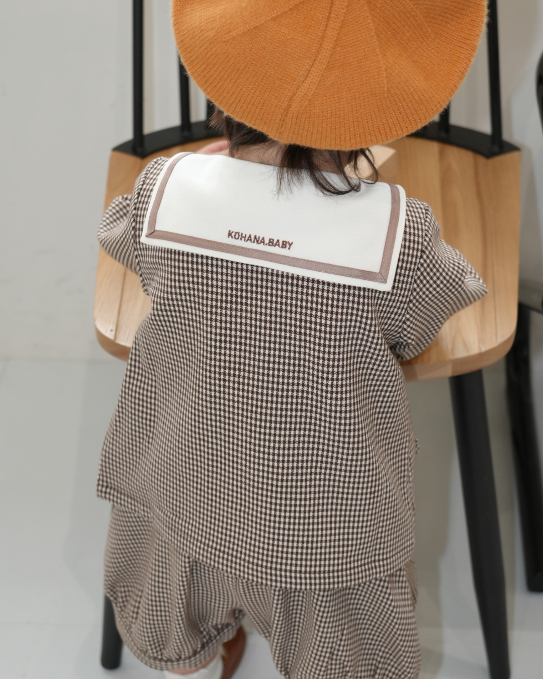 Check Pattern Bow Tie Sailor Set up【110213】 (beige)