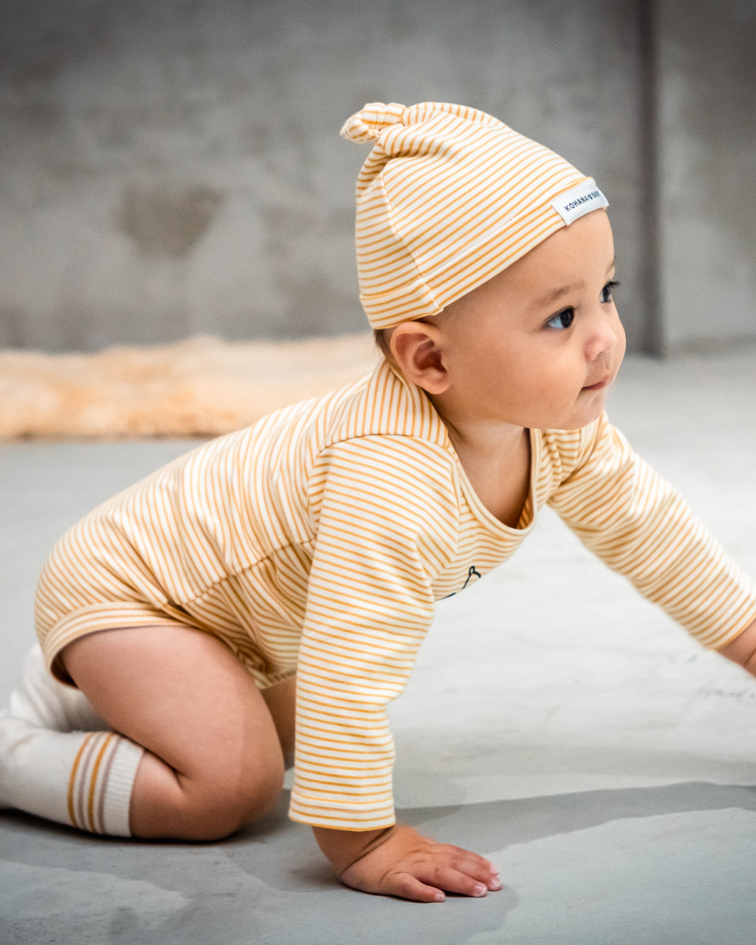 わんわんロンパース+ビーニーSET【110088】(Mustard)